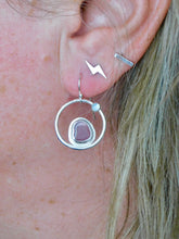 Load image into Gallery viewer, Mauve Sea Glass Sterling Silver Dangles
