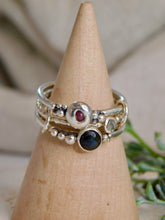 Load image into Gallery viewer, Labradorite and Sapphire Triple Sterling Silver Ring
