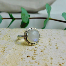 Load image into Gallery viewer, Rainbow Moonstone Oxidised Sterling Silver Ring
