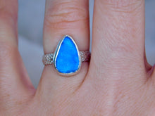 Load image into Gallery viewer, Blue Sea Glass Sterling Silver Ring
