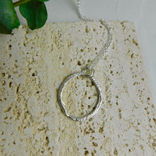 Load image into Gallery viewer, Large Reticlated Hoop Sterling Silver Pendant
