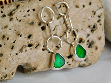 Load image into Gallery viewer, Green Sea Glass Sterling Silver Studs Dangles
