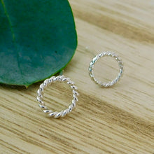 Load image into Gallery viewer, Twisted Rope Hoop Sterling Silver Studs
