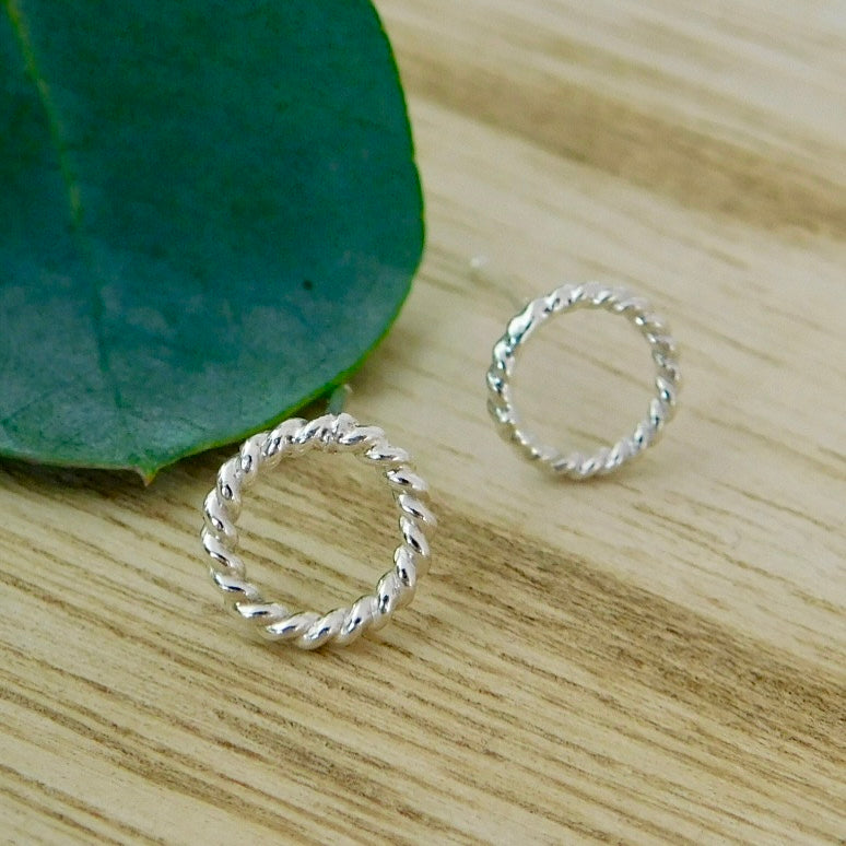 Twisted Rope Hoop Sterling Silver Studs