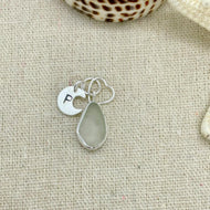 Made to Order Sea Glass And Sterling Silver Crescent Moon Personalised Pendant