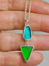 Load image into Gallery viewer, Jade and Green Sea Glass Sterling Silver Pendant
