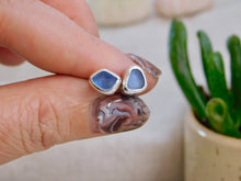 Load image into Gallery viewer, Blue Sea Glass Sterling Silver Studs
