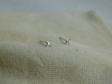 Load image into Gallery viewer, Tiny Four Point Star Sterling Silver Studs
