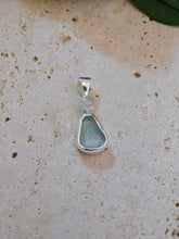 Load image into Gallery viewer, Aqua Sea Glass and Rainbow Moonstone Sterling Silver Pendant
