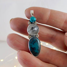 Load image into Gallery viewer, Rutilated Quartz and Turquoise Sterling Silver Pendant
