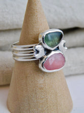 Load image into Gallery viewer, Rose Quartz and Kyanite Sterling Silver Ring
