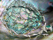 Load image into Gallery viewer, Wavy Sea Glass Charm Sterling Silver Bangle
