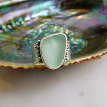 Load image into Gallery viewer, Made To Order Sea Glass Sea Foam Reticulated Sterling Silver Ring
