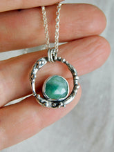 Load image into Gallery viewer, Emerald Sterling Silver Molten Hoop Pendant
