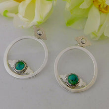 Load image into Gallery viewer, Aztec Sterling Silver Studs with Turquoise Oval Ear Jackets
