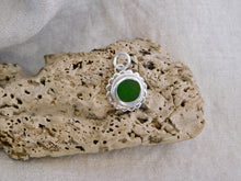 Load image into Gallery viewer, Olive Green Flower Sea Glass Sterling Silver Charm
