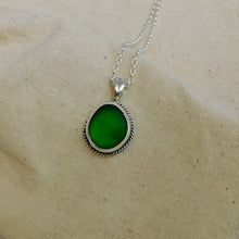 Load image into Gallery viewer, Bright Green Sea Glass Sterling Silver Pendant
