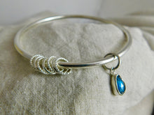Load image into Gallery viewer, Chunky Kyanite Charm Sterling Silver Bangle
