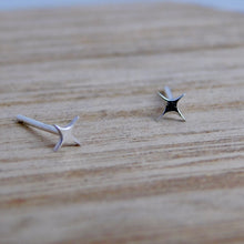 Load image into Gallery viewer, Tiny Four Point Star Sterling Silver Studs
