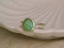 Load image into Gallery viewer, Aqua Sea Glass Double Sterling Silver Ring
