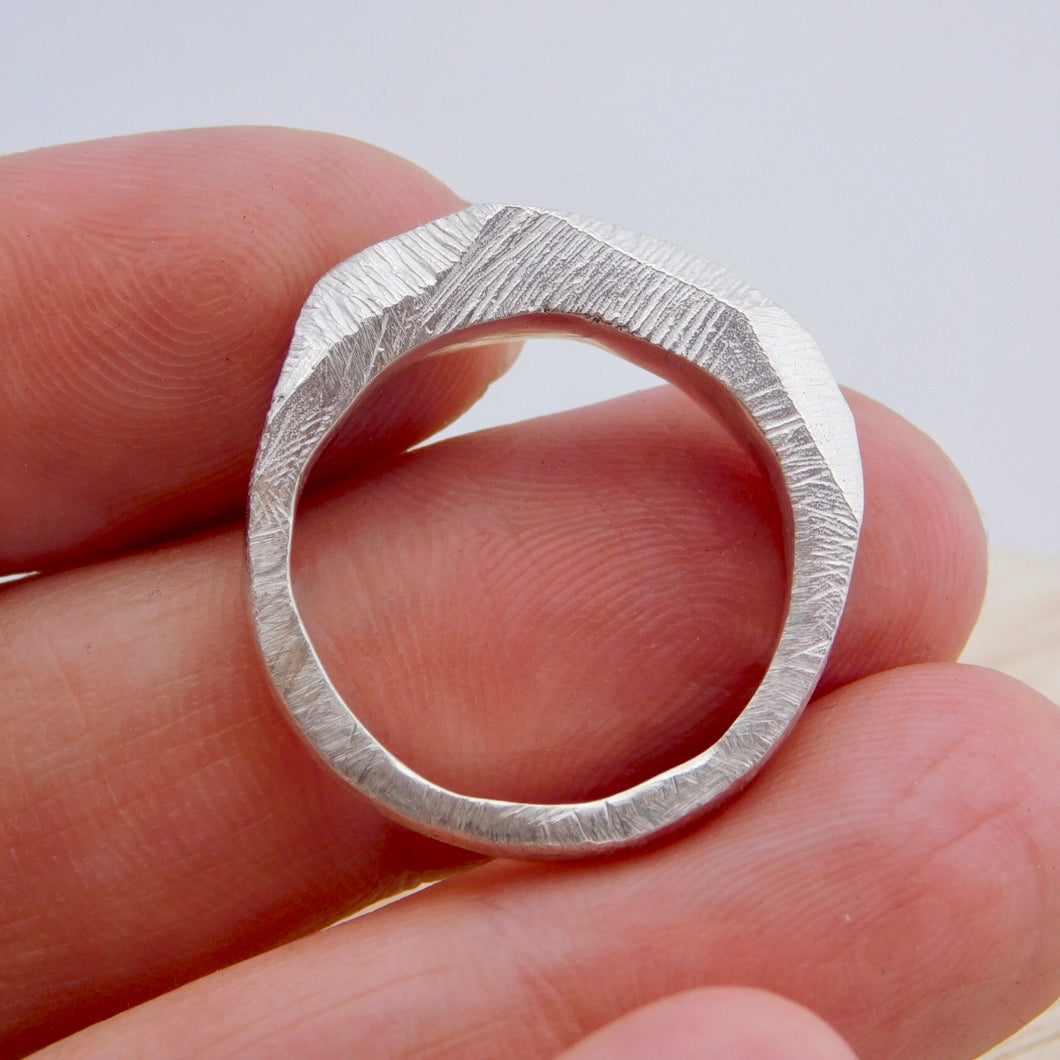 Wax Cast Geometric Sterling Silver Ring