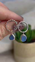 Load and play video in Gallery viewer, Cornflower Blue Sea Glass Sterling Silver Stud Dangles
