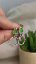 Load and play video in Gallery viewer, Bright Green Sea Glass Sterling Silver Stud Dangles
