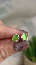Load and play video in Gallery viewer, Light Green Sea Glass Sterling Silver Studs
