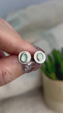 Load and play video in Gallery viewer, Aqua Sea Glass Brushed Sterling Silver Studs
