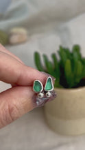 Load and play video in Gallery viewer, Teal Sea Glass Sterling Silver Studs
