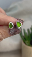 Load and play video in Gallery viewer, Olive Green Sea Glass Sterling Silver Studs
