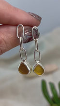 Load and play video in Gallery viewer, Yellow Sea Glass Sterling Silver Stud Dangles
