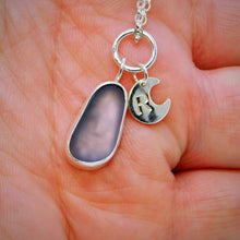 Load image into Gallery viewer, Made to Order Sea Glass And Sterling Silver Crescent Moon Personalised Pendant
