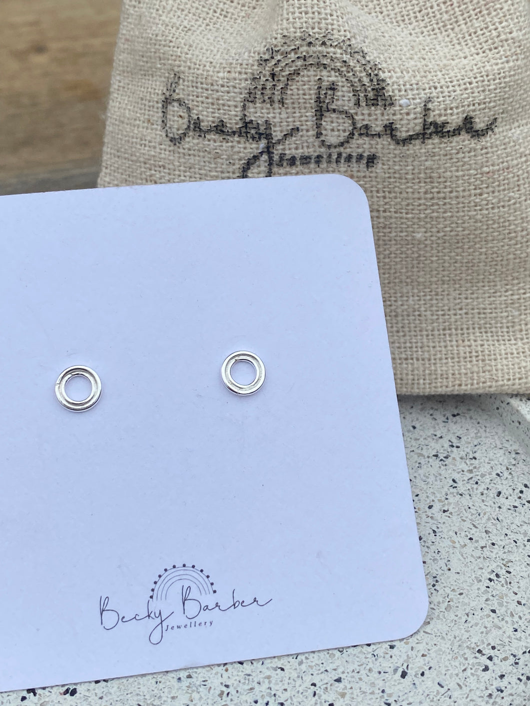 Small Double Hoop Sterling Silver Studs