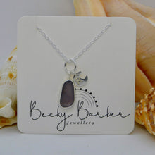 Load image into Gallery viewer, Made to Order Sea Glass And Sterling Silver Crescent Moon Personalised Pendant
