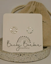 Load image into Gallery viewer, Large Hammered Hoop Silver Studs
