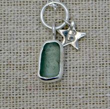 Load image into Gallery viewer, Made to Order Single Sterling Silver Bangle with Sea Glass and Silver Charm
