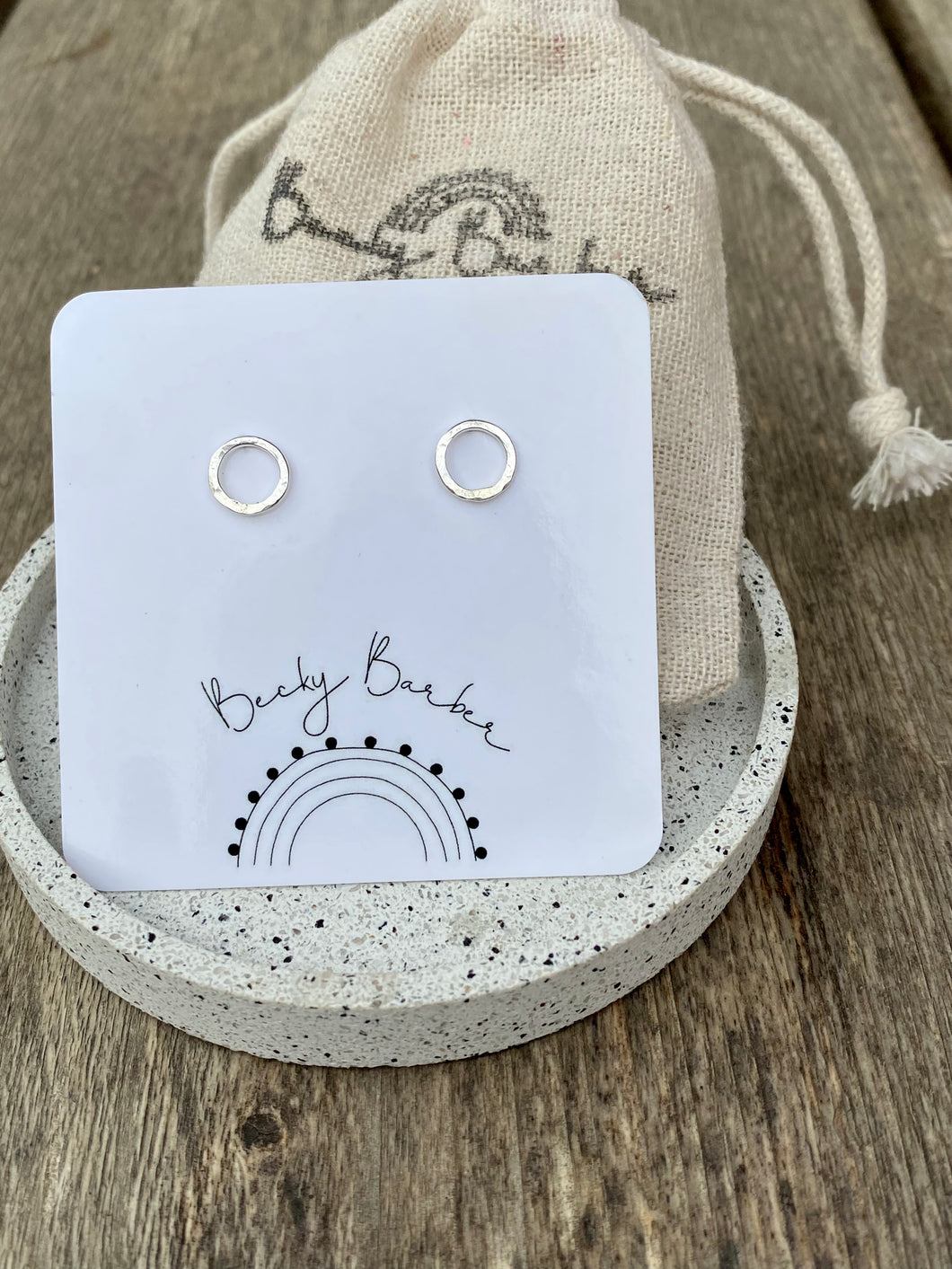 Medium Hammered Hoop Sterling Silver Studs