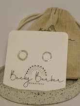 Load image into Gallery viewer, Large Hammered Hoop Silver Studs
