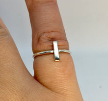 Load image into Gallery viewer, Rectangle Hammered Sterling Silver Stacking Ring
