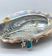 Made to Order Sea Glass Dangle and Charm Sterling Silver Bangle Duo