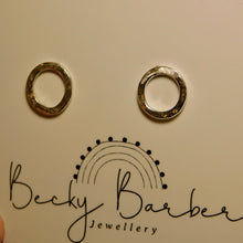 Load image into Gallery viewer, Large Hammered Hoop Silver Studs
