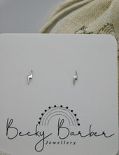 Load image into Gallery viewer, Micro Lightening Bolt Sterling Silver Studs
