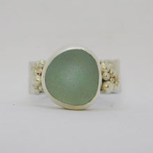 Load image into Gallery viewer, Made To Order Sea Glass Sea Foam Reticulated Sterling Silver Ring
