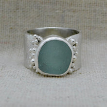 Load image into Gallery viewer, Made To Order Sea Glass Sea Foam Reticulated Sterling Silver Ring
