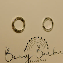 Load image into Gallery viewer, Large Hammered Hoop Silver Studs
