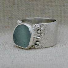 Load image into Gallery viewer, Made To Order Sea Glass Sea Foam Reticulated Sterling Silver Ring
